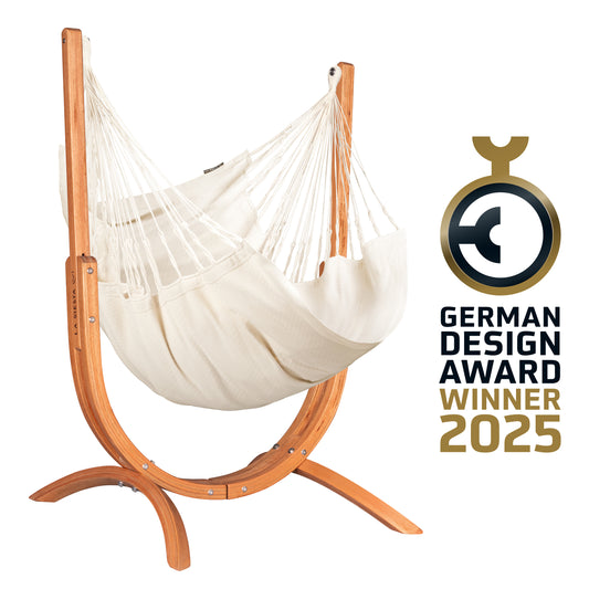 Udine Organic Latte - Hängesessel aus Bio-Baumwolle mit Gestell aus FSC®-zertifiziertem Eukalyptus